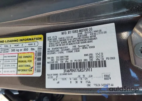 2016 Ford Fusion Se z USA, uszkodzony, nr VIN 3FA6P0H77GR375911